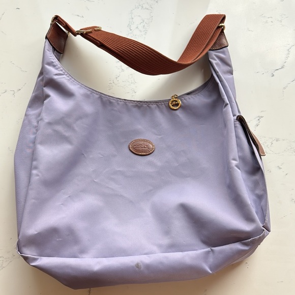 Longchamp Le Pliage Nylon Hobo Crossbody Bag Light Purple - Picture 1 of 16